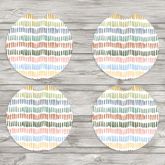 Boho Stripes Car Coasters- Set of 2