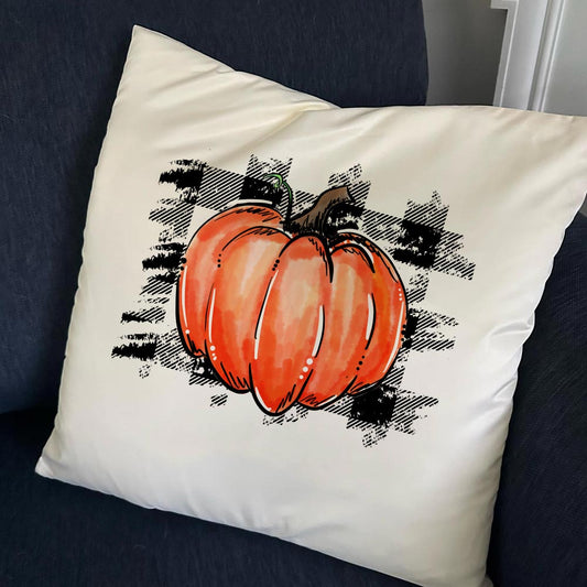 Pumpkin Plaid Throw Pillow