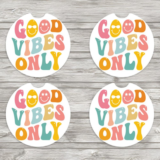 Good Vibes Only Car Coasters- Set of 2