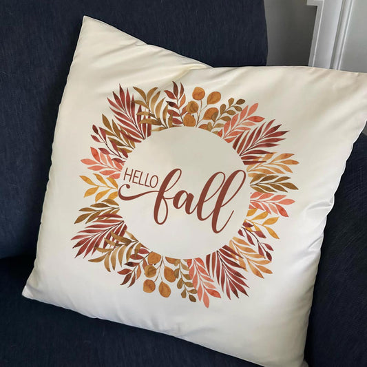 Hello Fall Wreath Throw Pillow