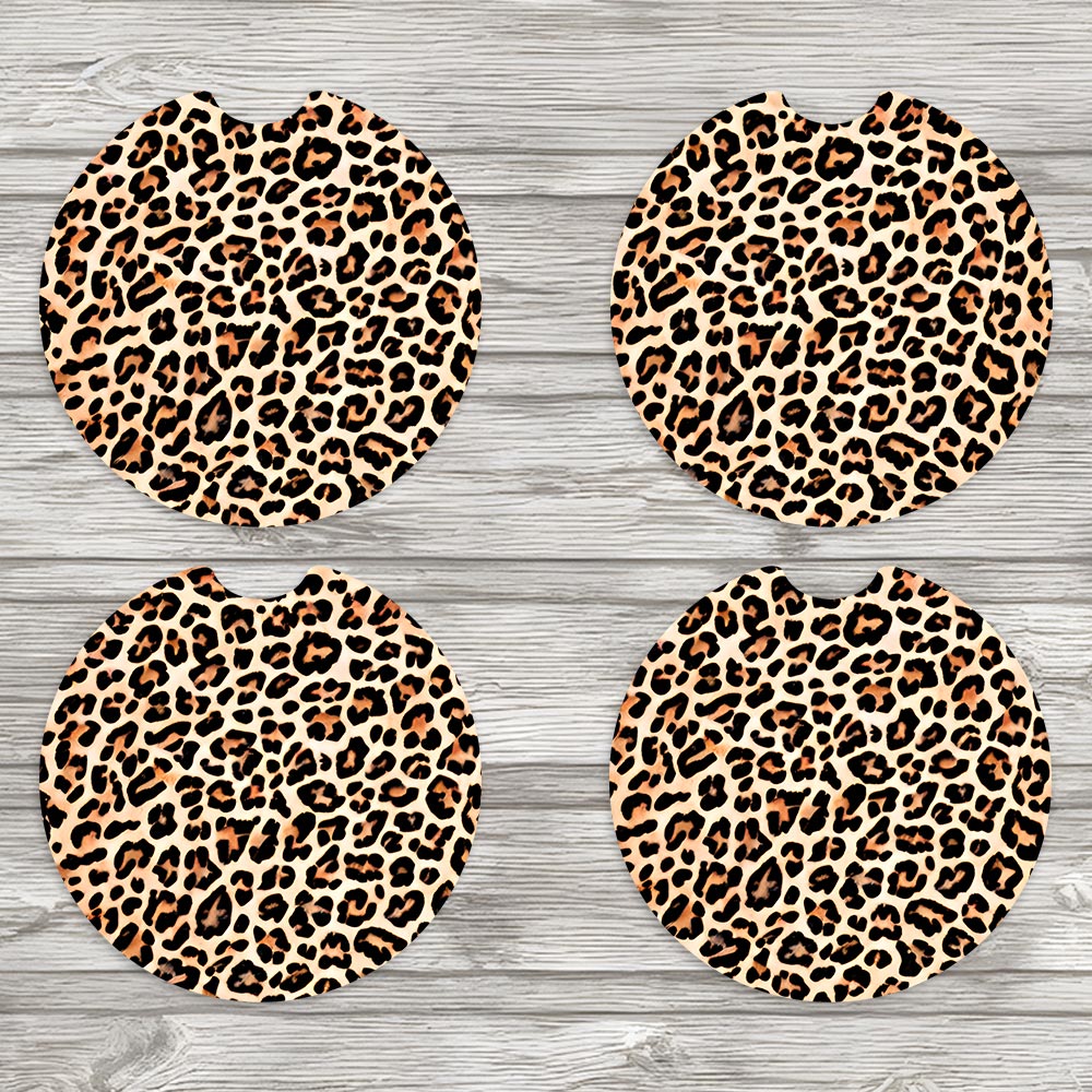 Leopard Print Car Coasters- Set of 2