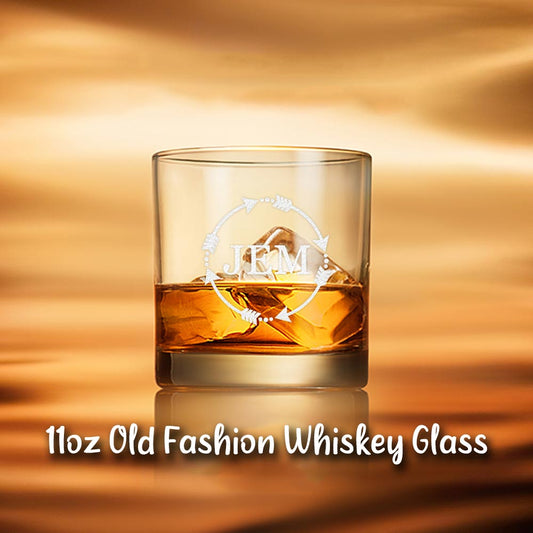 11oz Engraved Old Fashion Whiskey Glass