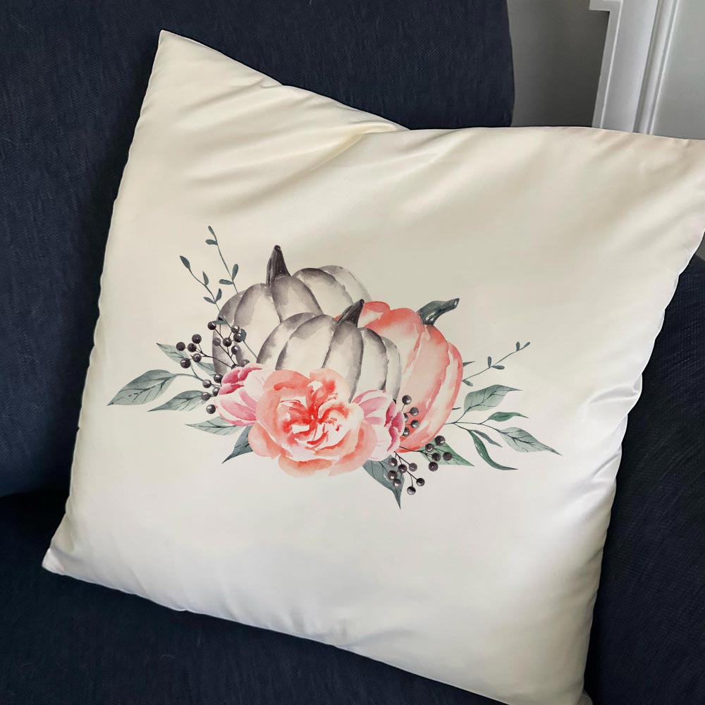 Pumpkin Floral Throw Pillow