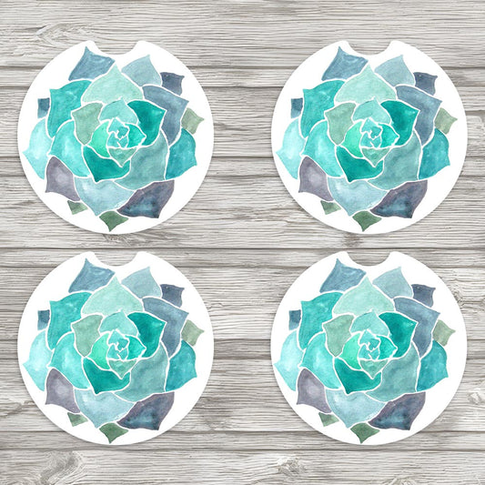 Cute Succulent Car Coasters- Set of 2