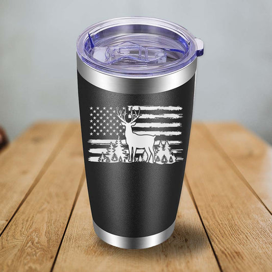 Deer American Flag - 20oz Tumbler