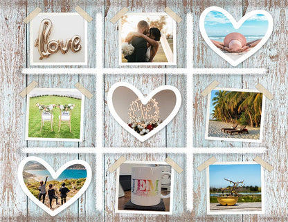 9 Photos Collage - Tic Tac Toe Heart - Mouse Pad