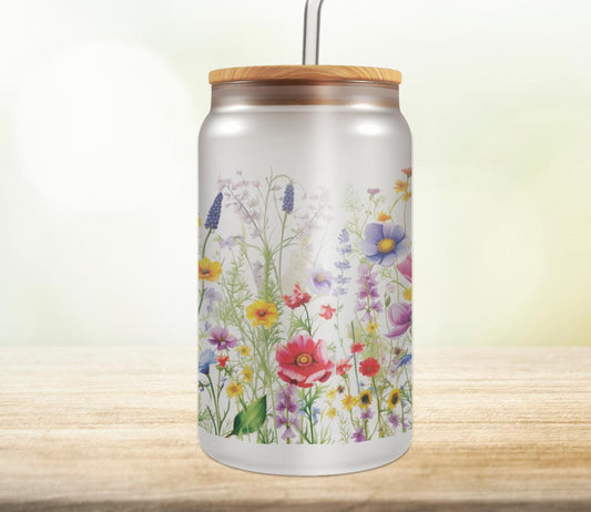 Wildflowers 18oz Glass Can