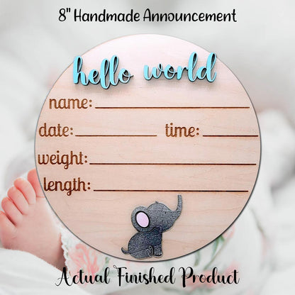 Hello World - Elephant - Birth Announcement