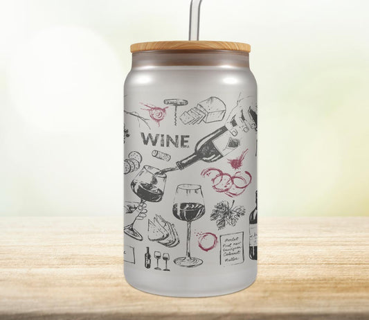 Wine and Cheese 18oz Glass Can