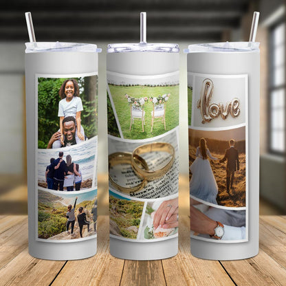 9 Photos Slanted Mosaic Skinny Tumbler