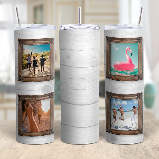 4 Photos Wood Frame Skinny Tumbler