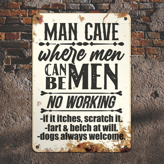 Man Cave Rules Metal Sign