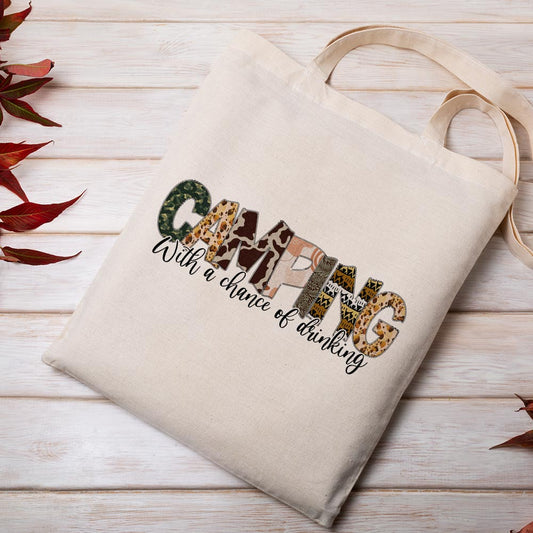 Camping with a chance of Drinking - Tote Bag