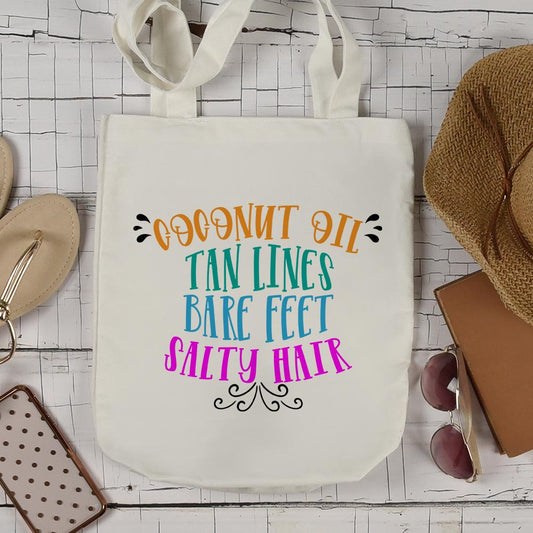 Coconut Oil Tan Lines Bare Feet Salty Hair - Tote Bag