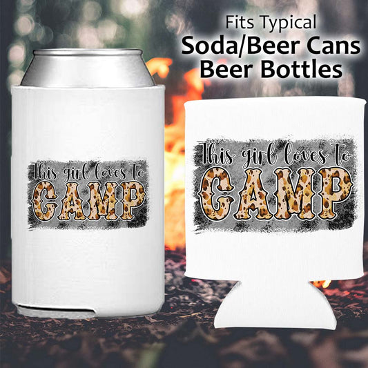 This Girl loves to Camp - Koozie