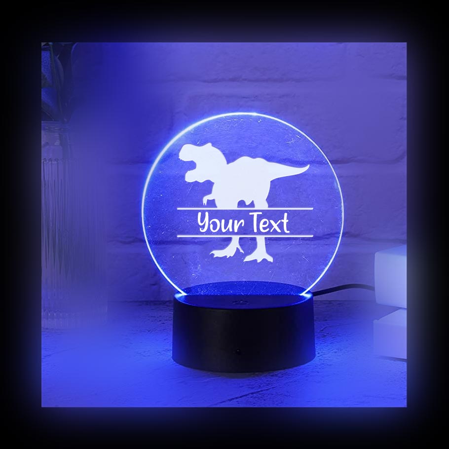 Dinosaur T-Rex Monogram Color LED Acrylic Light with Remote