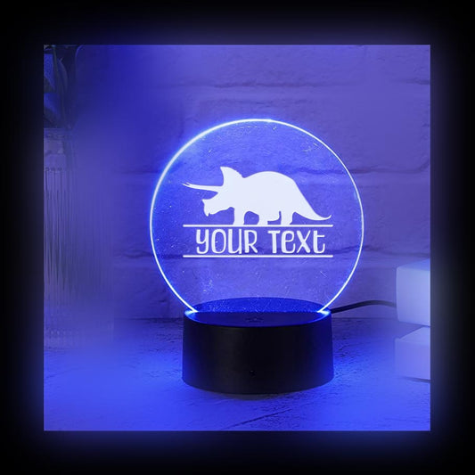 Dinosaur Triceratops Monogram Color LED Acrylic Light with Remote