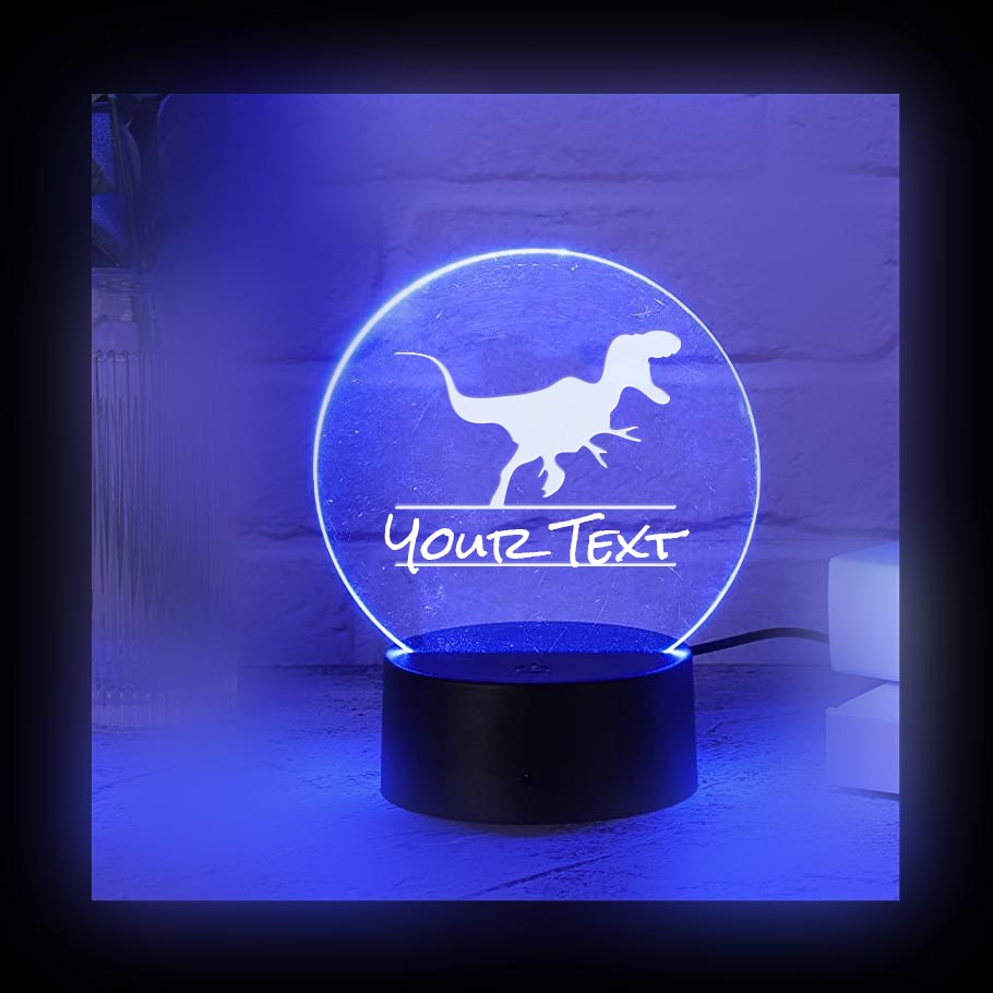 Dinosaur Velociraptor Monogram Color LED Acrylic Light with Remote