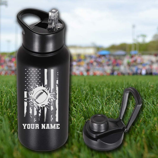 Football Personalized 32oz Stainless Steel Bottle