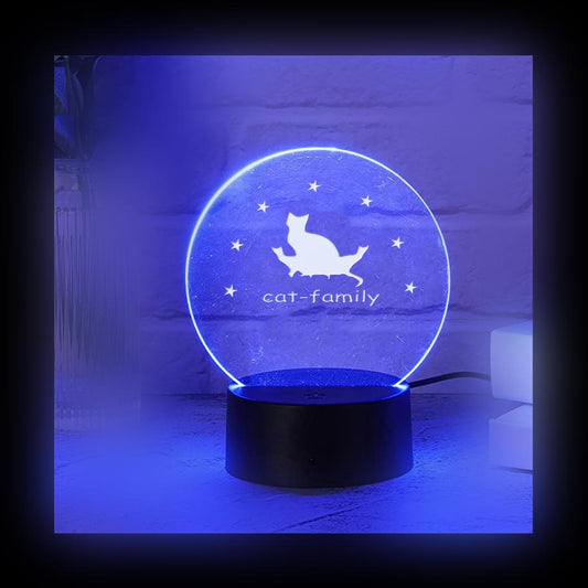 Cat Family Color LED Acrylic Light with Remote
