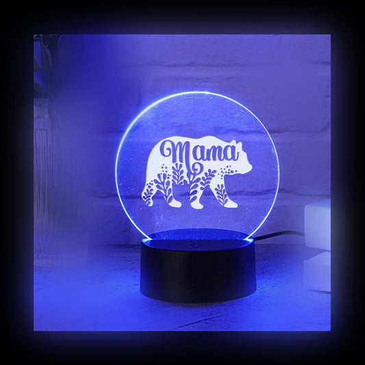 Mama Bear Color LED Acrylic Light with Remote