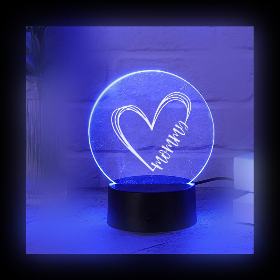 Mommy Heart Color LED Acrylic Light with Remote
