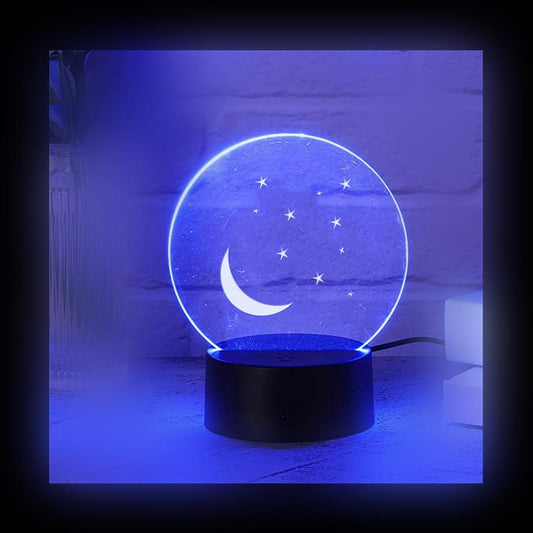 Moon Stars Color LED Acrylic Light with Remote