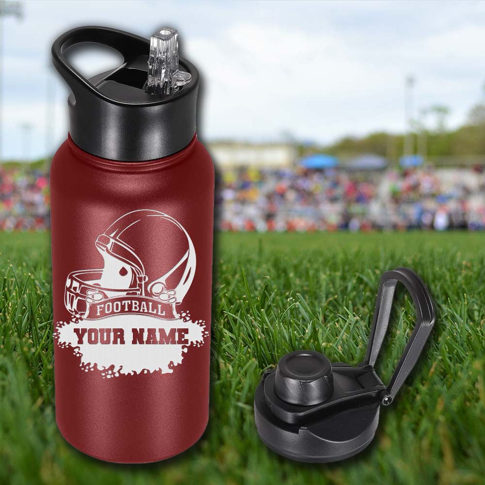 Football Personalized 32oz Stainless Steel Bottle