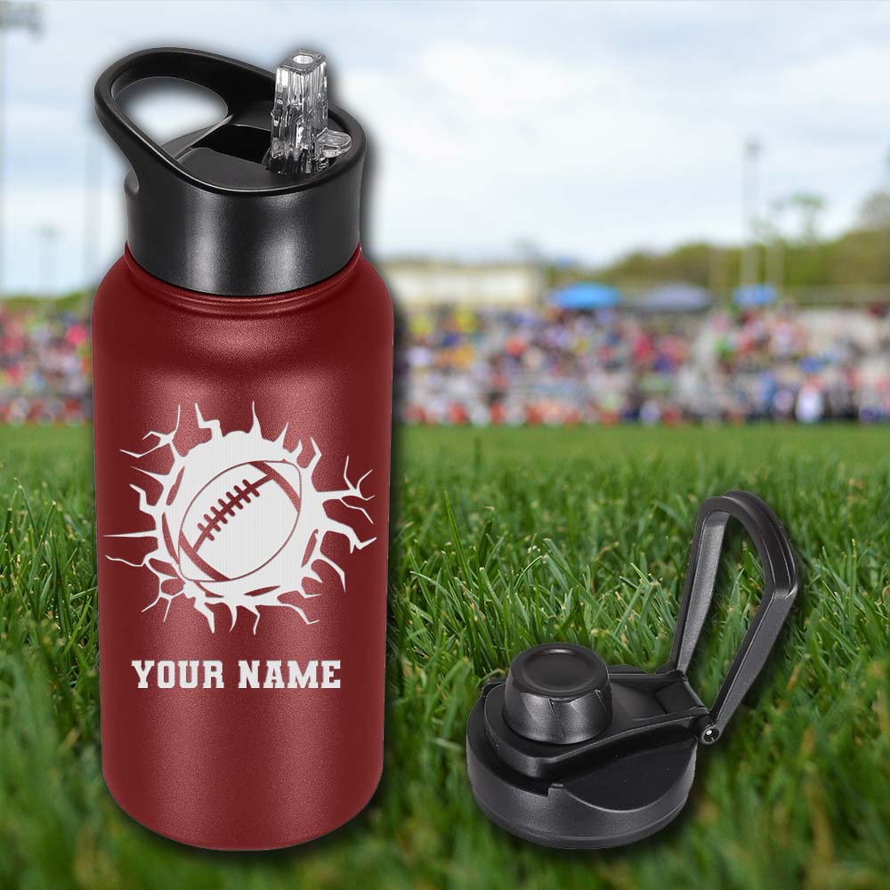 Football Personalized 32oz Stainless Steel Bottle