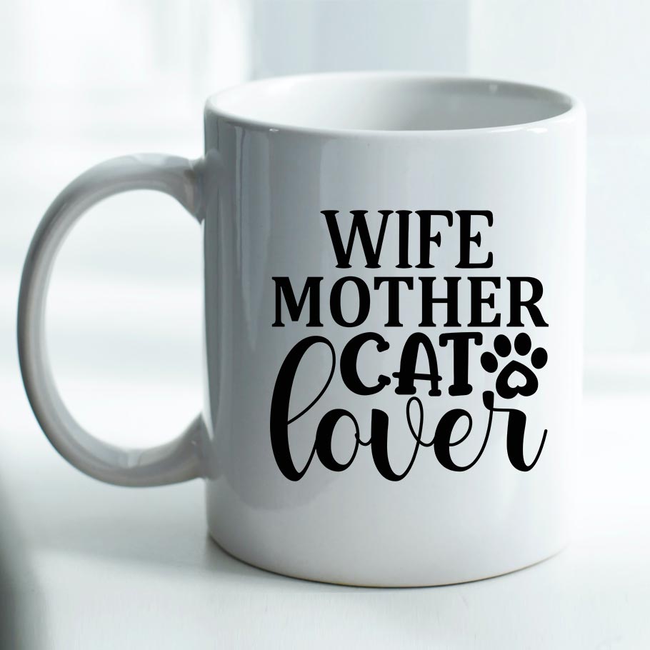 Wife, Mother, Cat Lover - Mug